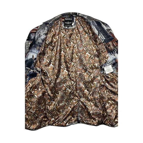Barabas Men's XL New York All Over Print Waffle Jacket Blazer Paisley Interior - Picture 4 of 16